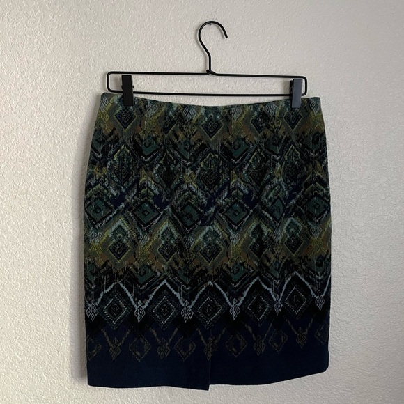 J. Jill Printed Crinkle Knit Stretch Pencil Skirt S Petite - Picture 3 of 10